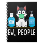 シベリアのハスキー犬顔マスク及び手洗い ノートブック (正面)