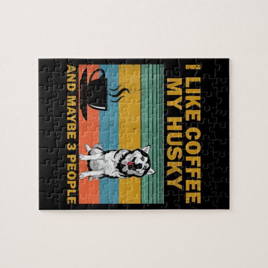 シベリアのハスキー犬 |コーヒー愛好家の引用文ギフト ジグソーパズル (横)