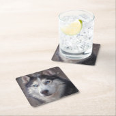 シベリアのハスキー犬 スクエアペーパーコースター (インサイチュ)