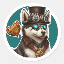 シベリアのハスキー犬 ラウンドシール