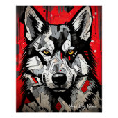 シベリアのハスキー犬、赤と黒002 - Ulises ポスター (正面)