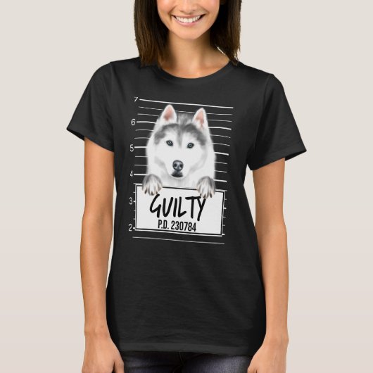 シベリアのハスキー犬 Tシャツ (正面)