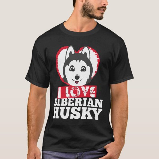 シベリアのハスキー犬 Tシャツ (正面)