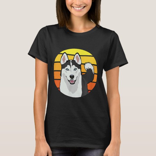 シベリアのハスキー犬 Tシャツ (正面)