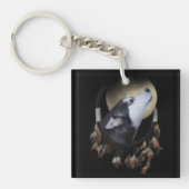 シベリアのハスキー神秘的な夢想家 キーホルダー (正面)