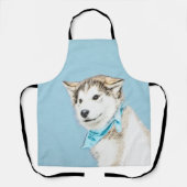 シベリアのハスキー絵画パピーの子犬 – オリジナルドッグアート エプロン (正面)
