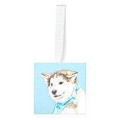 シベリアのハスキー絵画パピーの子犬 – オリジナルドッグアート キューブオーナメント (正面)