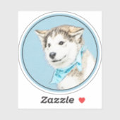 シベリアのハスキー絵画パピーの子犬 – オリジナルドッグアート シール (シート)