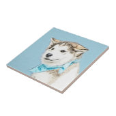 シベリアのハスキー絵画パピーの子犬 – オリジナルドッグアート タイル (側面)