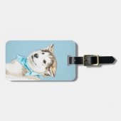 シベリアのハスキー絵画パピーの子犬 – オリジナルドッグアート ラゲッジタグ (正面横)