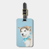 シベリアのハスキー絵画パピーの子犬 – オリジナルドッグアート ラゲッジタグ (正面縦)