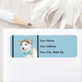 シベリアのハスキー絵画パピーの子犬 – オリジナルドッグアート ラベル (インサイチュ)