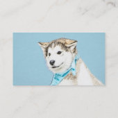 シベリアのハスキー絵画パピーの子犬 – オリジナルドッグアート 名刺 (裏面)