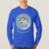 シベリアのハスキー絵画パピーの子犬 – オリジナルドッグアート Tシャツ (正面)