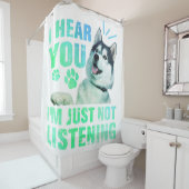 シベリアのハスキー聞ローじゃないと聞く シャワーカーテン (インサイチュ)