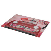 シベリアのハスキー車とハートバレンタイン カッティングボード (角)