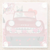 シベリアのハスキー車とハートバレンタイン ガラスコースター (裏面)