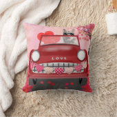 シベリアのハスキー車とハートバレンタイン クッション (ブランケット)