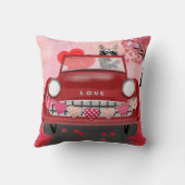 シベリアのハスキー車とハートバレンタイン クッション (裏面)