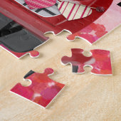 シベリアのハスキー車とハートバレンタイン ジグソーパズル (側面)