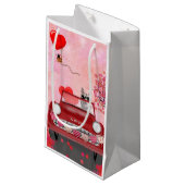 シベリアのハスキー車とハートバレンタイン スモールペーパーバッグ (正面アングル)