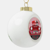 シベリアのハスキー車とハートバレンタイン セラミックボールオーナメント (左)