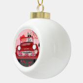 シベリアのハスキー車とハートバレンタイン セラミックボールオーナメント (右)