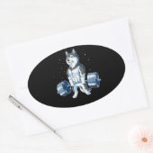 シベリアのハスキー重量挙げおもしろいデッドリフト 楕円形シール (封筒)