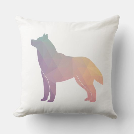 シベリアのハスキー黒の幾何学的な模様シルエット クッション (正面)