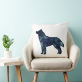 シベリアのハスキー黒の幾何学的な模様シルエット クッション (椅子)