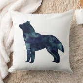 シベリアのハスキー黒の幾何学的な模様シルエット クッション (ブランケット)