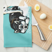 シベリアのハスキー キッチンタオル (四つ折り)