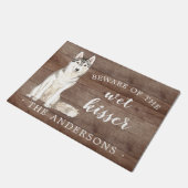 シベリアのハスキー。ドッグパーソナライズされたドアマット ドアマット (アングル)