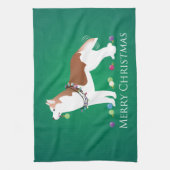 シベリアのハスキー – 赤 – メリークリスマスデザイン キッチンタオル (縦)