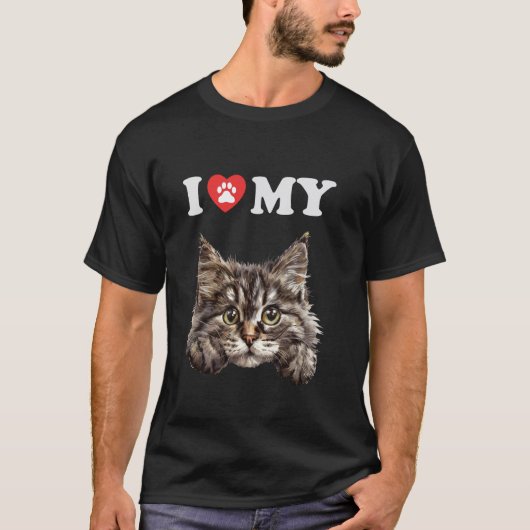 シベリアの森の子猫が大好き 可愛い猫好きさん Tシャツ (正面)