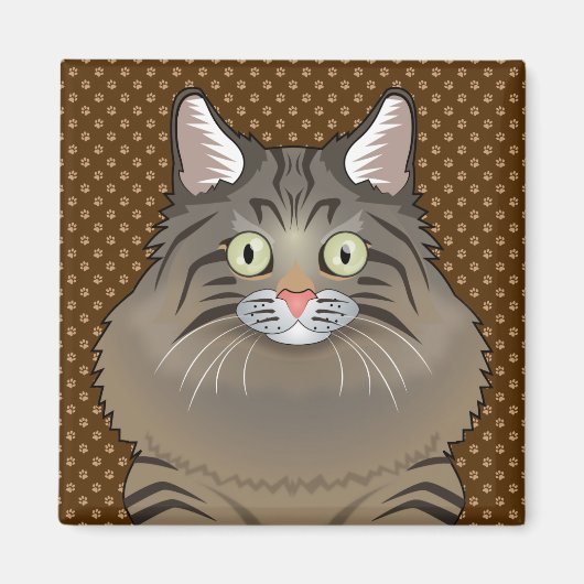 シベリアの猫マンガの足 マグネット (正面)