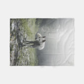 シベリアの白ハスキー フリースブランケット (正面(横))