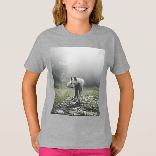 シベリアの白ハスキーTシャツ Tシャツ (正面)