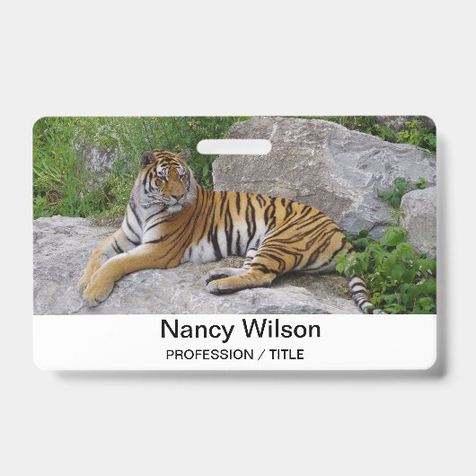 シベリアの虎のポートレート写真 バッジ (正面)