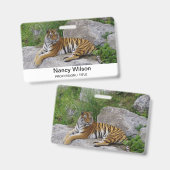 シベリアの虎のポートレート写真 バッジ (正面&裏面)