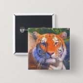 シベリアの虎の正方形ボタン 缶バッジ (正面&裏面)
