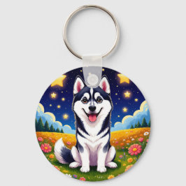 シベリアよくはしゃぐハスキー キーホルダー