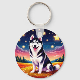 シベリアよくはしゃぐハスキー キーホルダー