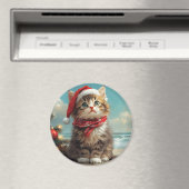 シベリアキャットクリスマスヴィンテージビーチ マグネット (インサイチュ (食洗機))