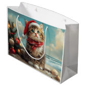 シベリアキャットクリスマスヴィンテージビーチ ラージペーパーバッグ (裏面アングル)