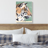 シベリアタイガーオリジナルウォーターカラーウォールアートピース キャンバスプリント (インサイチュ (寝室))