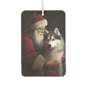 シベリアハスキーとサンタクロースフェスティバルクリスマス カーエアーフレッシュナー (正面)