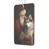 シベリアハスキーとサンタクロースフェスティバルクリスマス カーエアーフレッシュナー (左)