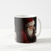 シベリアハスキーとサンタクロースフェスティバルクリスマス コーヒーマグカップ (正面右)