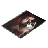 シベリアハスキーとサンタクロースフェスティバルクリスマス ノートブック (左側)